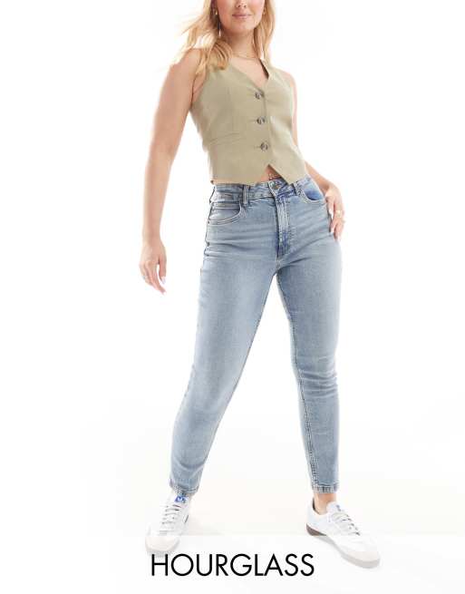 ASOS DESIGN Hourglass - Komfortable mørkeblå mom-jeans i slim fit
