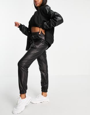 leather joggers asos