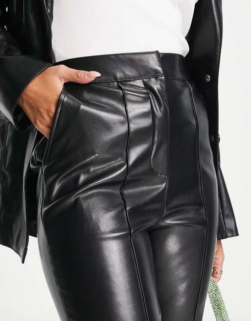 ASOS DESIGN Hourglass leather look leggings in black - ShopStyle