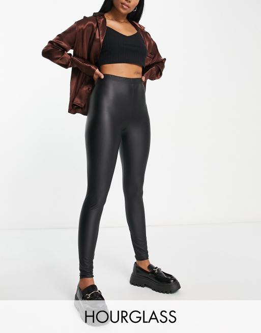 ASOS DESIGN Hourglass legging with high waist in matte sheen in black