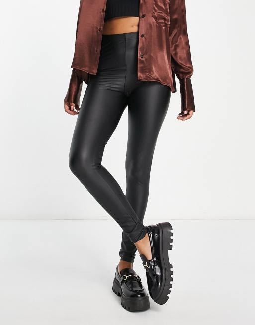 ASOS DESIGN Hourglass leather look leggings in black