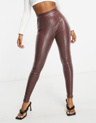 leggings pelle marrone