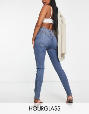 ASOS DESIGN Hourglass - Lift and Contour - Figurformende Powerstretch-Jeans mit engem Schnitt in Dunkelblau