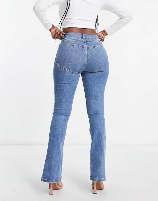 ASOS DESIGN Hourglass lift and contour flare jeans with stretch in bright blue, 5 of 5