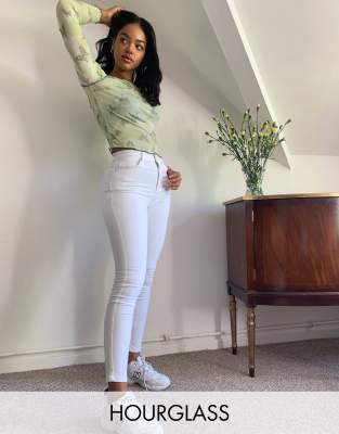 Asos Design Hourglass 'lift And Contour' Skinny Jeans In Optic White In White
