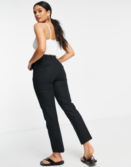 ASOS DESIGN Hourglass linen cigarette pants in black