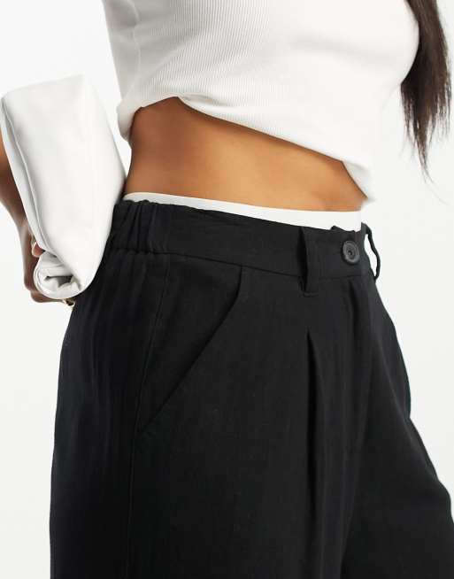 ASOS DESIGN Hourglass – Lniane spodnie dad w czarnym kolorze, 3 z 4