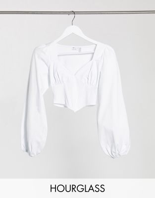 white long sleeve bustier top