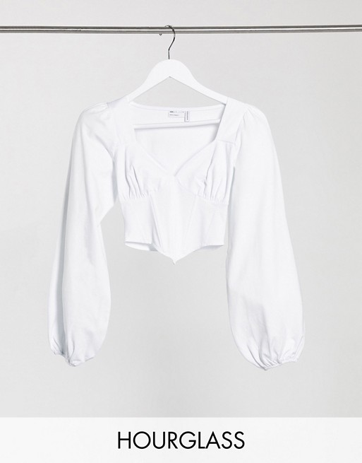 ASOS DESIGN Hourglass long sleeve corset in white