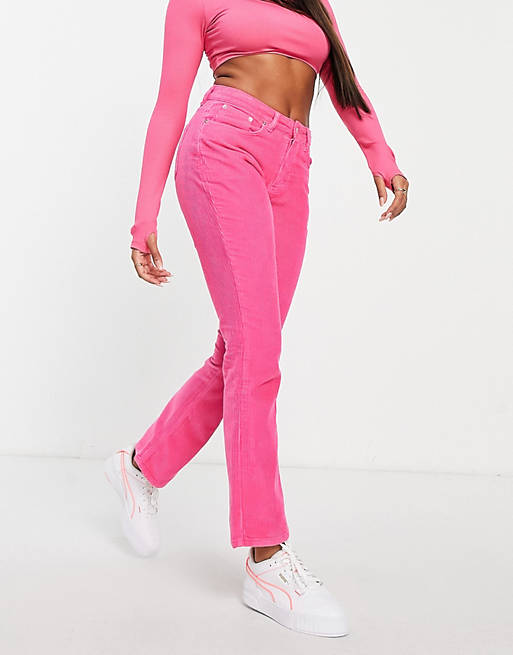  Hourglass low rise rigid flare jean in pink cord 