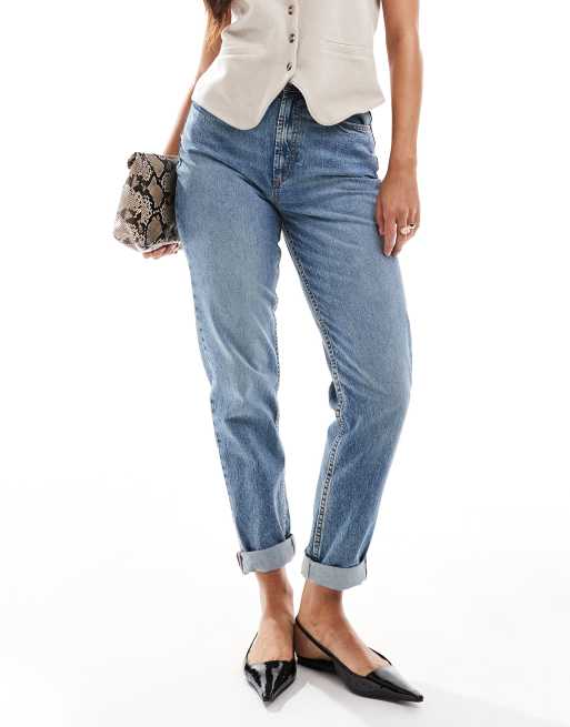 ASOS DESIGN Hourglass – Mellanblå, avslappnade mom jeans med hög midja, 2 av 5