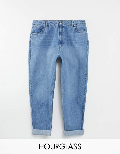 ASOS DESIGN Hourglass – Mellanblå mom jeans i slouchy passform med hög midja