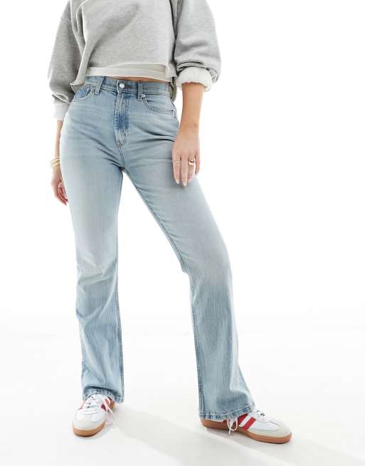 ASOS DESIGN Hourglass mid rise flare jeans in light blue, 5 of 5