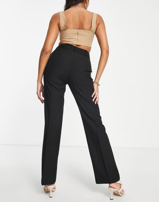 ASOS DESIGN Hourglass faux leather high waist flare pants in black