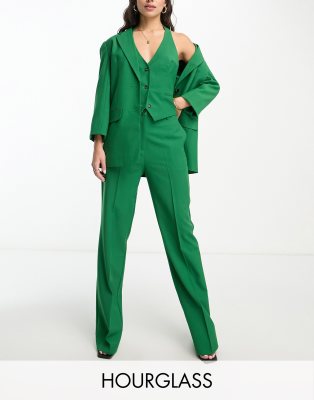 Asos Design Hourglass Mix & Match Slim Straight Suit Pants In Green