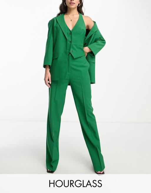 ASOS DESIGN Hourglass Mix & Match slim straight suit pants in green