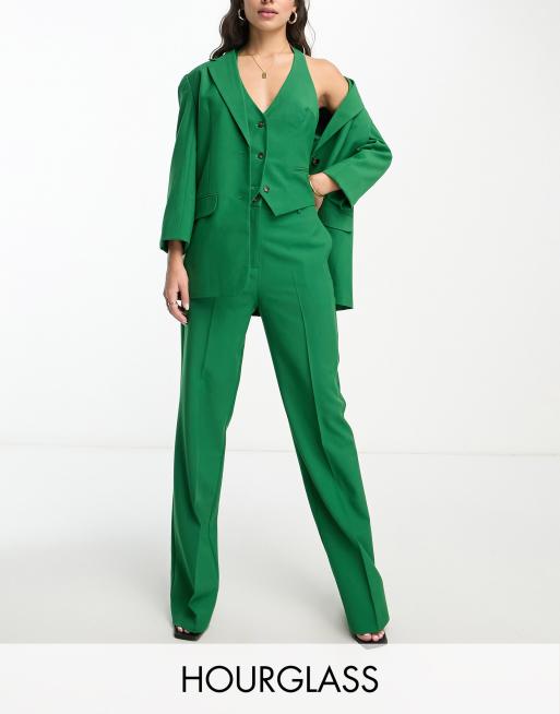 ASOS DESIGN Hourglass Mix & Match slim straight suit pants in green | ASOS