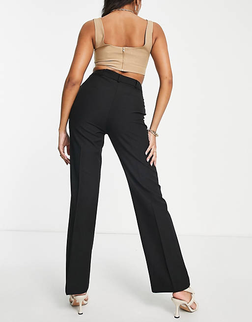 Women Hourglass Mix & Match slim straight suit trousers in black 