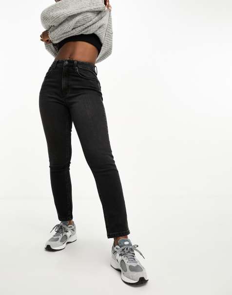 ASOS DESIGN Hourglass - Mom jeans slim nero slavato - view 1