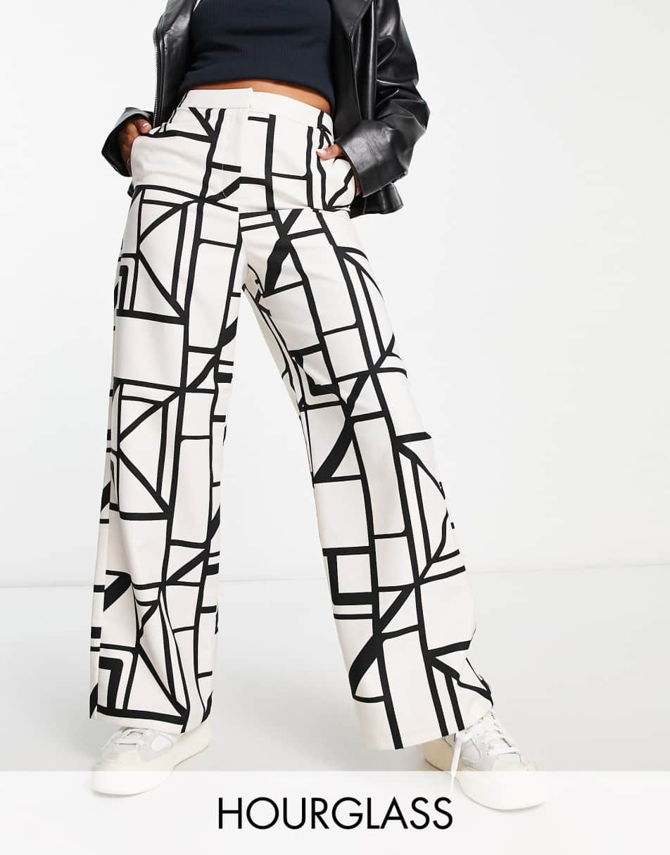 ASOS DESIGN Hourglass mono printed wide leg trouser