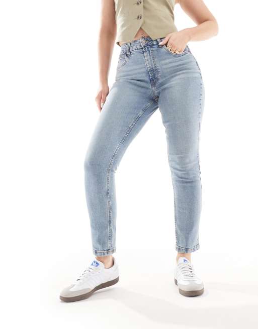 ASOS DESIGN Hourglass – Niebieskie, dopasowane jeansy mom fit, 4 z 5