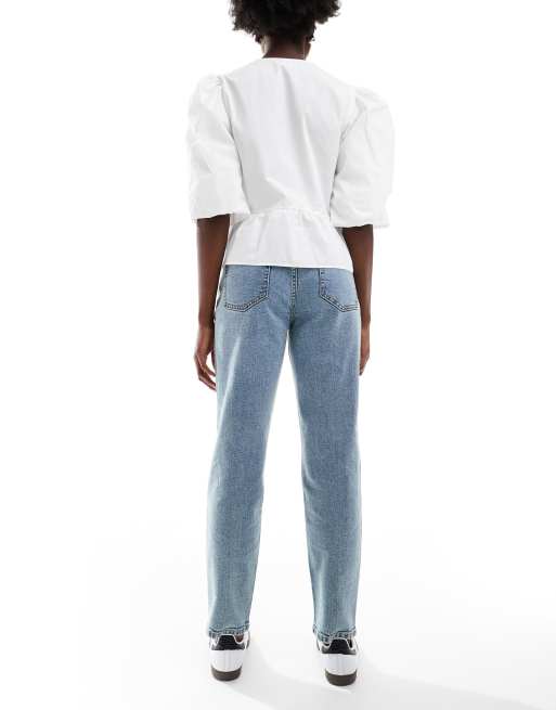 ASOS DESIGN Hourglass – Niebieskie, dopasowane jeansy mom fit, 3 z 5