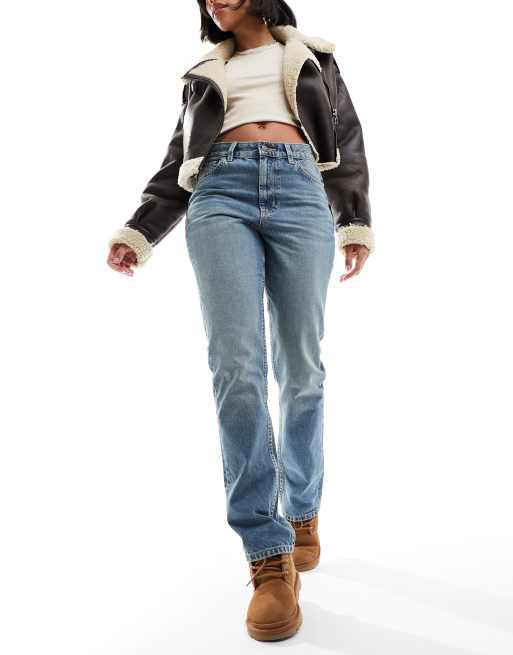 ASOS DESIGN Hourglass – Niebieskie jeansy o prostym kroju ze średnim stanem