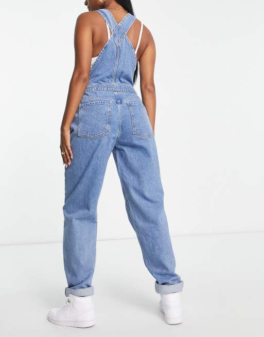 ASOS DESIGN Curve 'original' denim dungarees in midwash