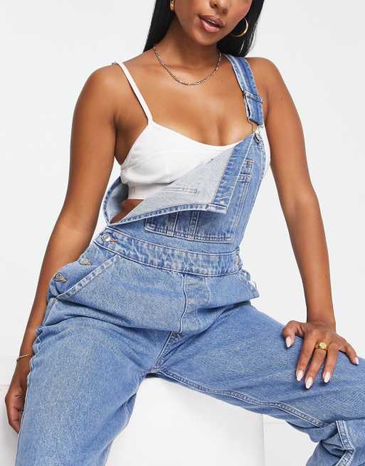 ASOS DESIGN 'original' denim dungarees in midwash