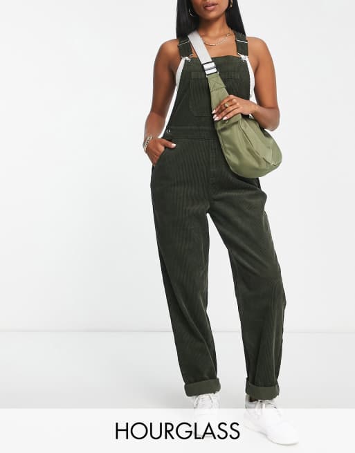 ASOS DESIGN Hourglass - Originele tuinbroek van corduroy in bosgroen