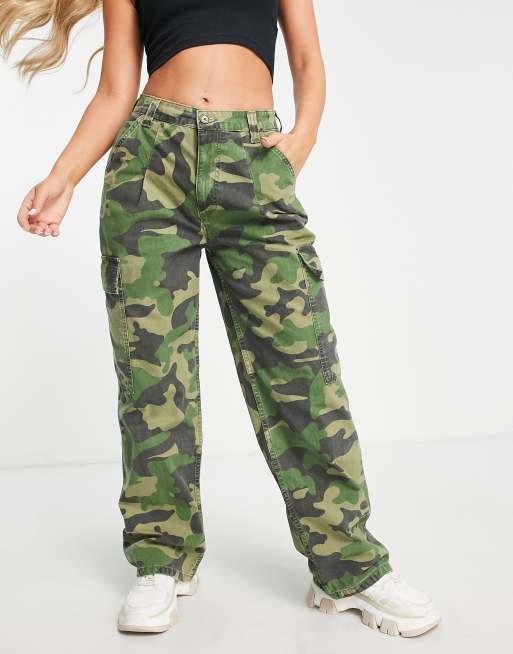 ASOS DESIGN Hourglass oversized cargo pants in khaki camo | ASOS