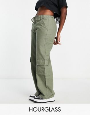 ASOS DESIGN Hourglass oversized cargo pants with multi pocket and tie ...