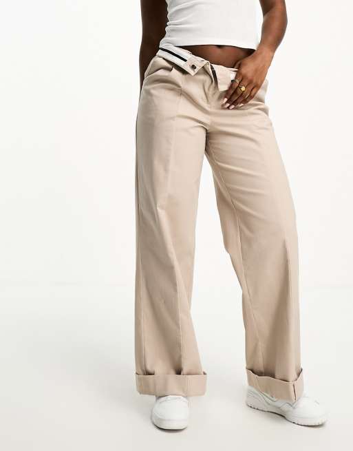 ASOS DESIGN Hourglass oversized wide leg chino pants in sand