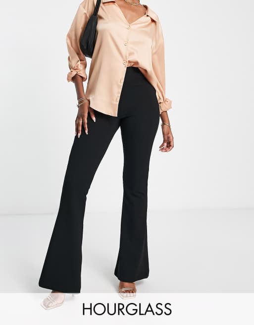 ASOS DESIGN Hourglass - Pantalon de tailleur slim évasé en jersey - Noir