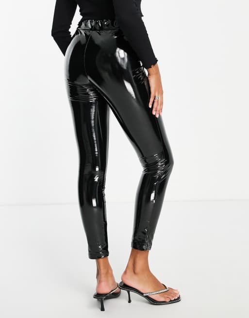 Pantalon noir vinyle hot sale