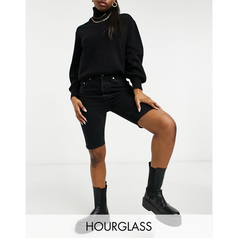 Donna Pantaloncini di jeans DESIGN Hourglass - Pantaloncini di jeans taglio lungo in misto cotone organico in stile anni '90 nero slavato