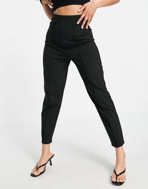 ASOS DESIGN Hourglass - Pantaloni con pinces in tessuto ponte neri, 4 di 4