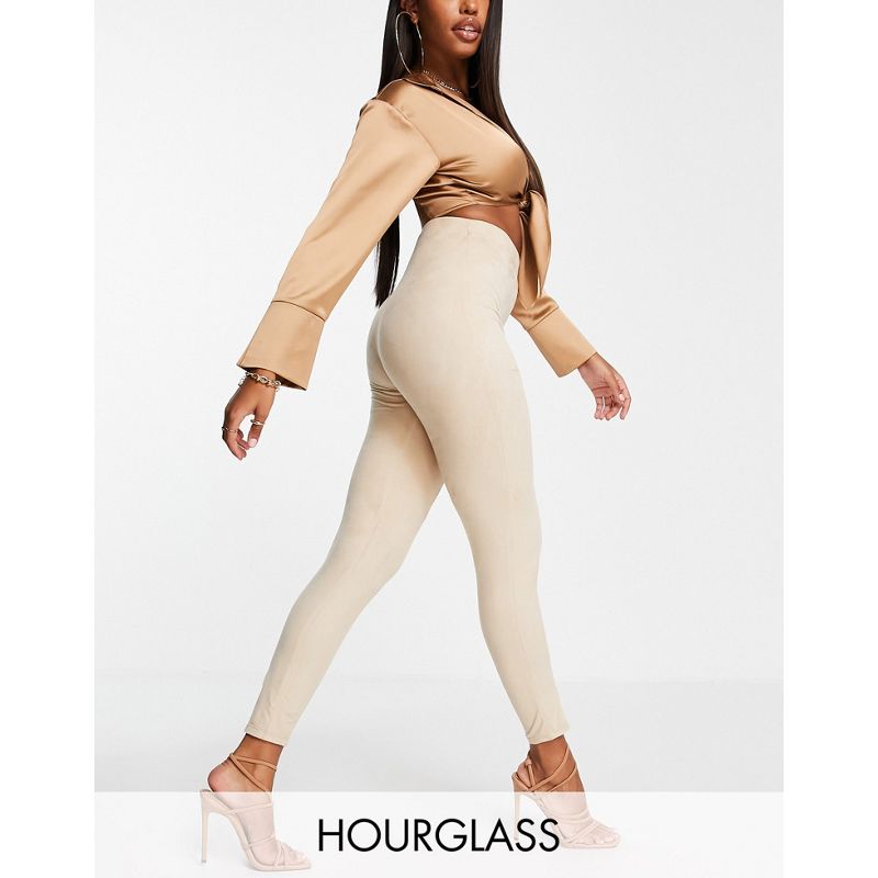 Donna Pantaloni e leggings DESIGN Hourglass - Pantaloni skinny a vita alta in camoscio sintetico color talpa