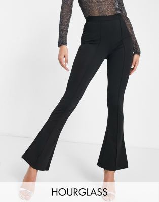 Asos Design Hourglass Jersey Slim Kick Flare Suit Pant-black In Black