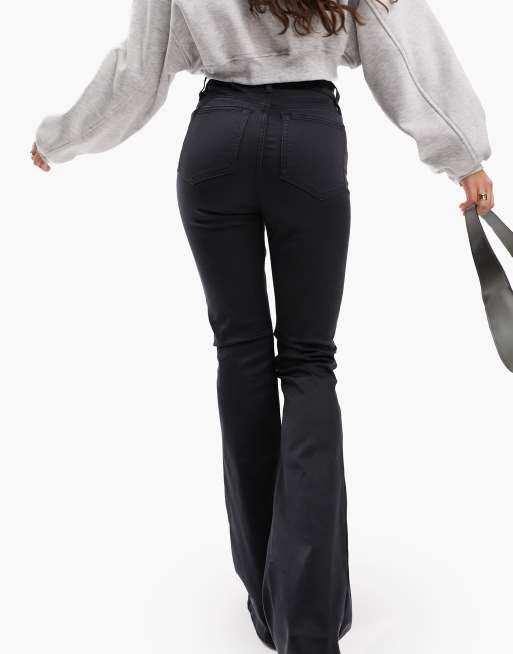 ASOS DESIGN Hourglass power stretch flared jeans in black, 3 of 5