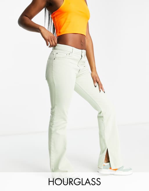 ASOS DESIGN Hourglass puddle flare pants with split hem in peppermint 