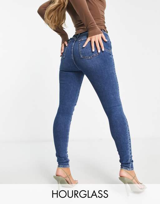 ASOS DESIGN Hourglass push up skinny jeans in dark blue MBLUE