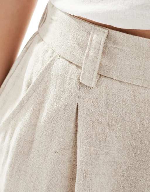 ASOS DESIGN Hourglass relaxed straight leg linen blend pants in natural 