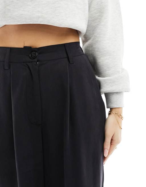 ASOS DESIGN Hourglass relaxed straight leg pants in washed black, 4 of 5