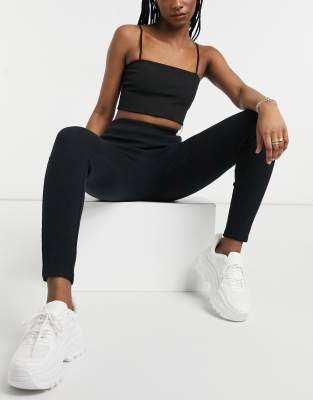 ASOS DESIGN Hourglass rib legging with bum seam-Black