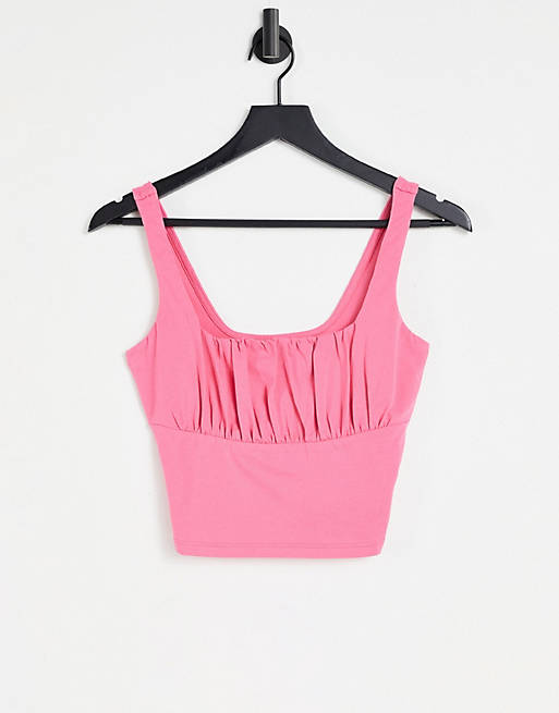 Women Hourglass ruched bust cami in pink 