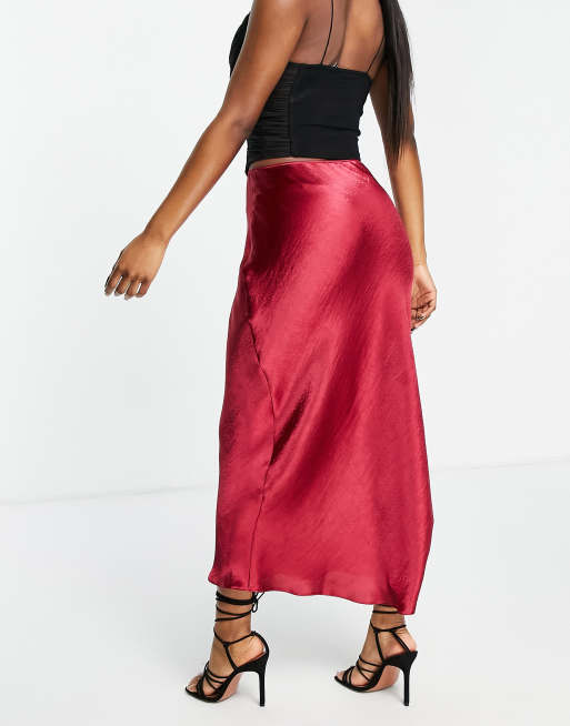 Satin Bias Midi Slip Skirt