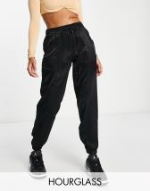 Black Seam Detail Tie Waist Joggers