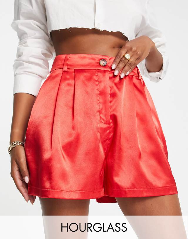 ASOS DESIGN hourglass satin short in red