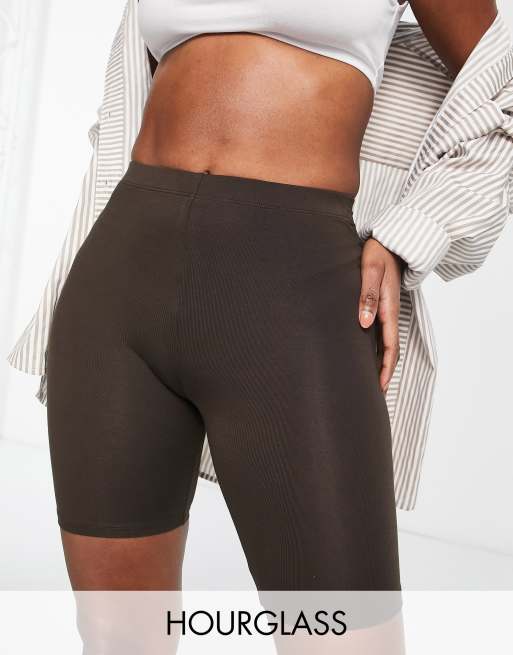 ASOS DESIGN Hourglass – Schlichte Legging-Shorts in Schokolade